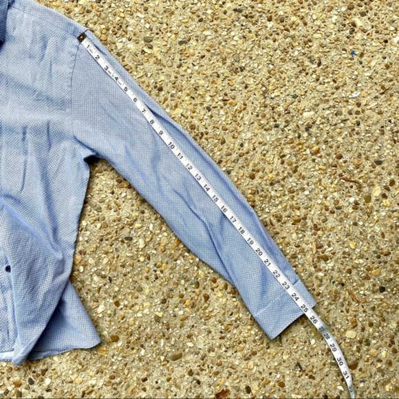 Zara Man Slim Fit Blue Button Down Patterned Long Sleeve Shirt Men’s Size L - Picture 7 of 11